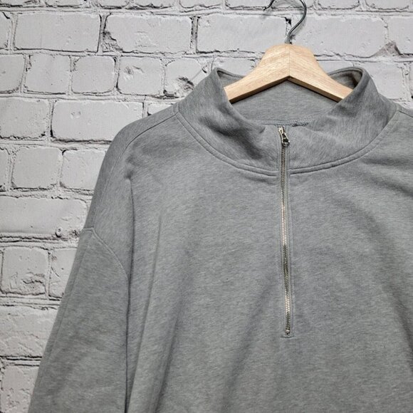 Old Navy Half Zip Oversized Gray Pullover Drawstring Hem Size M - Picture 4 of 12